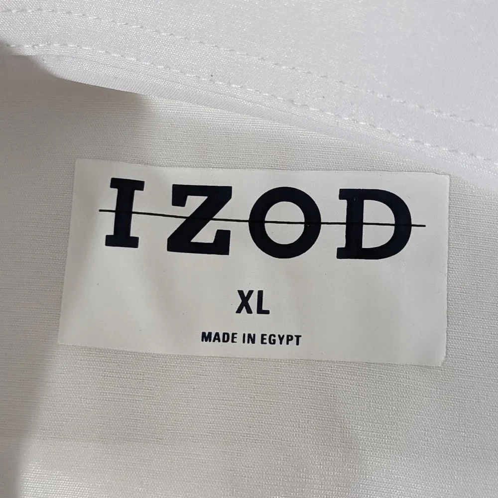 IZOD Men's Dress Shirt Regular Fit Stretch Solid Spread Collar Size XL White . - Picture 7 of 9